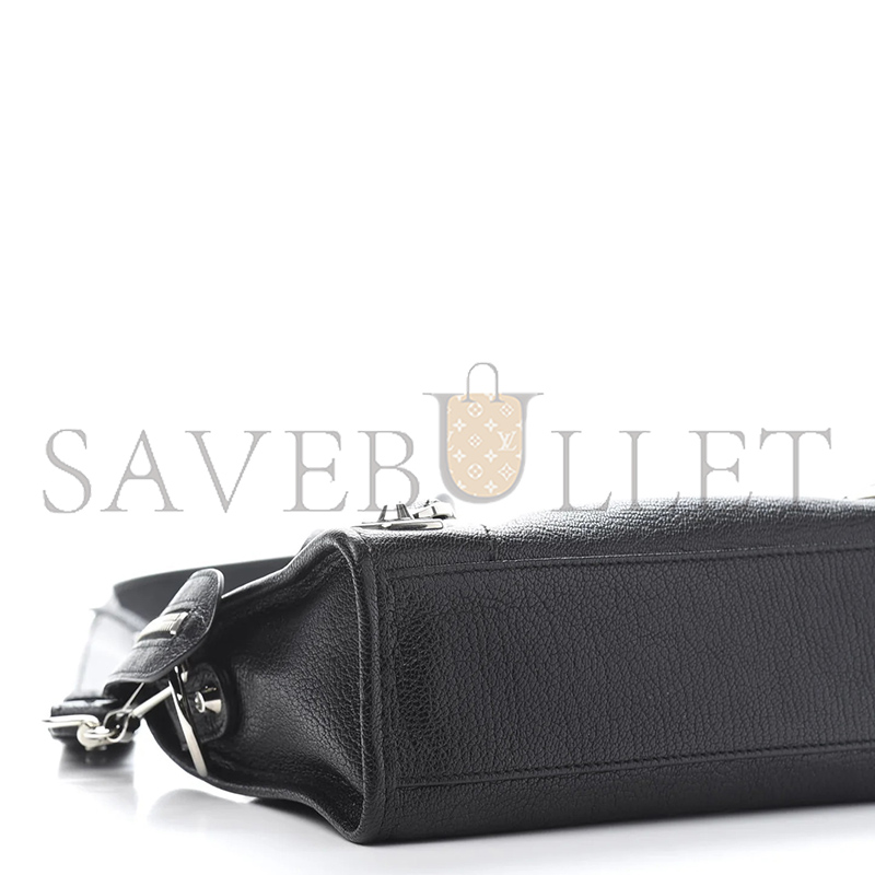 Ba1en*iaga CHEVRE SILVER METALLIC EDGE HARDWARE MINI CITY BLACK (24*16*9cm)